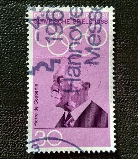 Марка Германия 1968 год Пьер де Кубертен