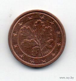 ФЕДЕРАТИВНАЯ  РЕСПУБЛИКА ГЕРМАНИЯ. ЕВРОПЕЙСКИЙ СОЮЗ 1 ЕВРОЦЕНТ 2002 G
