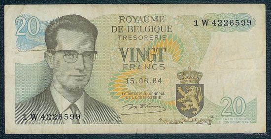 Бельгия, 20 франков 1964 год.