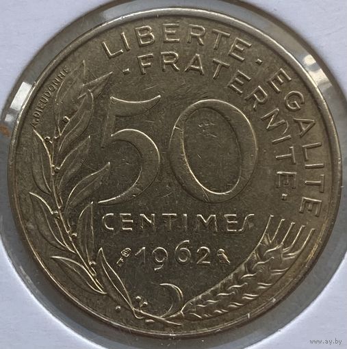 Франция 50 сантимов 1962 г. В холдере
