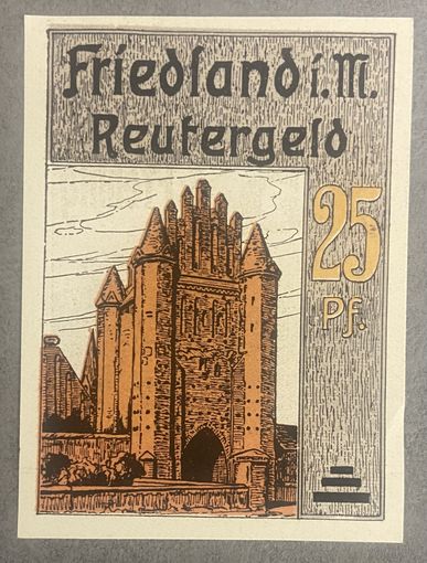 Нотгельд, Фринланд 25 Пфеннигов 1922 год. Веймарская республика.