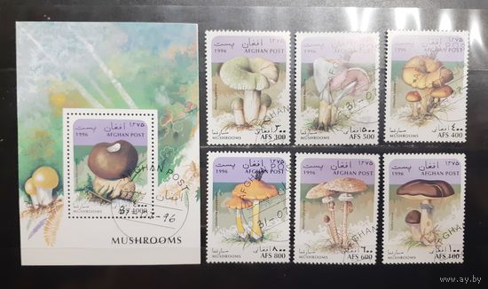 Афганистан. 1996 год. Флора. Грибы. Блок и 6 марок (989)