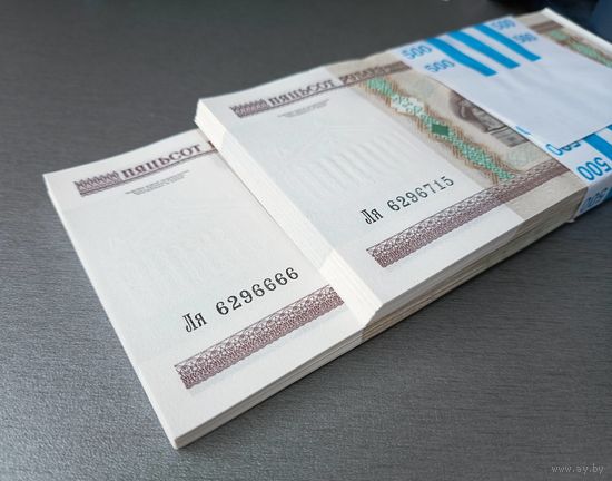 500 рублей 2000 год, (Корешок - 100 шт.), UNC