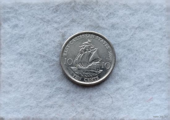 Werty71 Карибские острова 10 центов 2009 Елизавета 2 Карибы Корабль