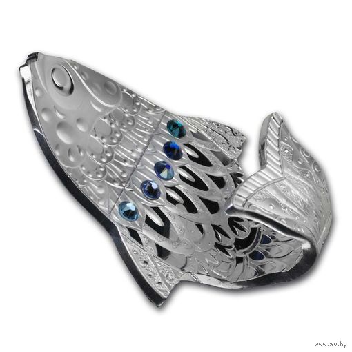 Камерун 2000 франков 2018г. "Загадай желание. 3D Рыба мечты". SWAROVSKI. Монета в акриловом футляре; сертификат; коробка. СЕРЕБРО 62,20гр.(2 oz).