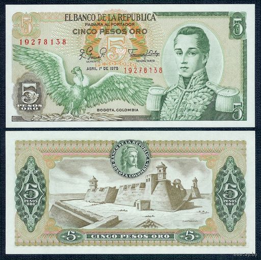 Колумбия 5 песо 1979 год, UNC