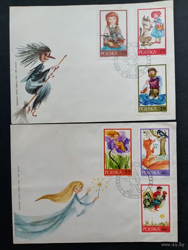 Польша 1968 Три КПД с полной серией марок "Сказка" (спецгашение) Mi.1844-1845 каталог 8.00 евро