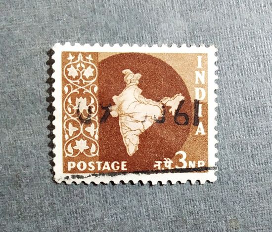 Марка Индия 1957 год Карта