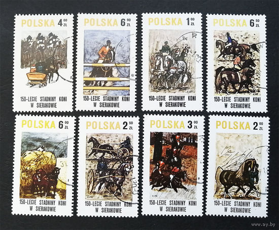 Польша 1980 г. Конный спорт. 150-летие верховой езды в Серакуве, полная серия из 8 марок #0104-С1P17