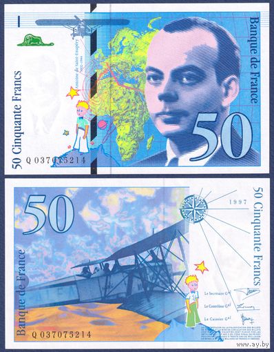 Франция, 50 франков 1997 г., P-157Ad (Антуан де Сент-Экзюпери - маленький принц), UNC