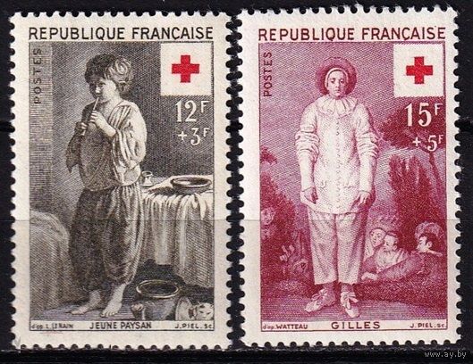Франция 1956 Красный Крест Живопись Антуан Ватто Луи Ленэн 2 марки MNH