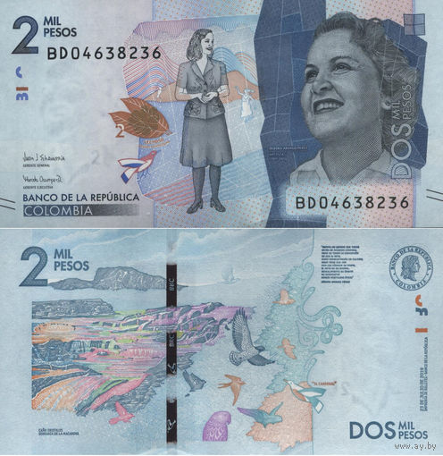 Колумбия 2000 Песо 2019 UNC П1-316