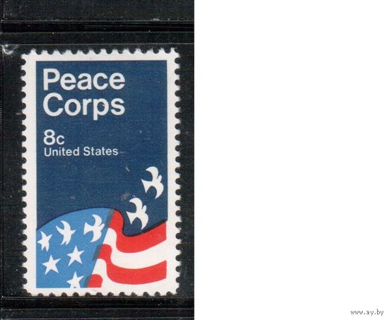 США-1972, (Мих.1059) , ** , Мир, Флаг (одиночка)