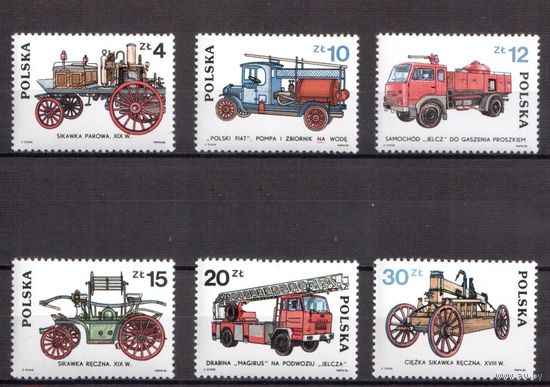Польша 1985 Mi PL 2961-6 - Пожарные автомобили. - 6 марок MNH **