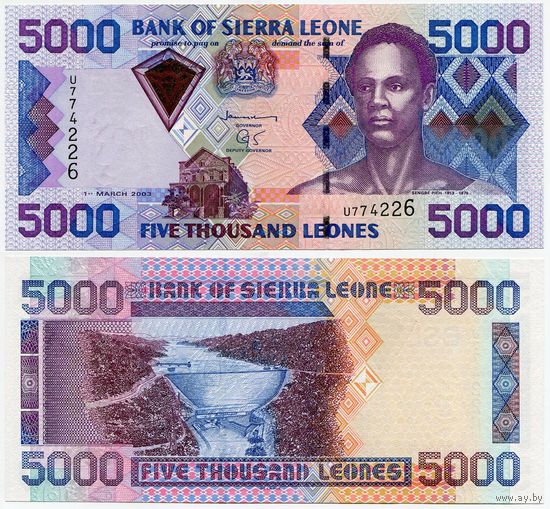 Сьерра Леоне. 5000 леоне (образца 2003 года, P27b, UNC)