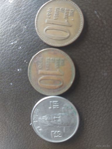 Лот монет Ю.Кореи 3 шт