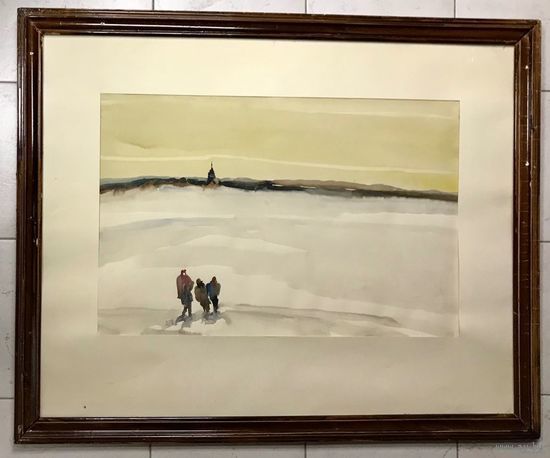 Цвирко В.К;Народный художник;83/102,5см.с учетом родной рамы и паспарту;Зимний пейзаж