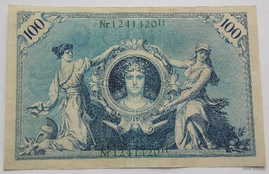 Германия 100 марок 1908 Зеленая печать тип 1883 г