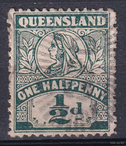 21.Aust. Великобритания. Австралийские штаты. Квинсленд. Виктория. Стандарт. 1907 г. 1/2p. Mi.#114A.