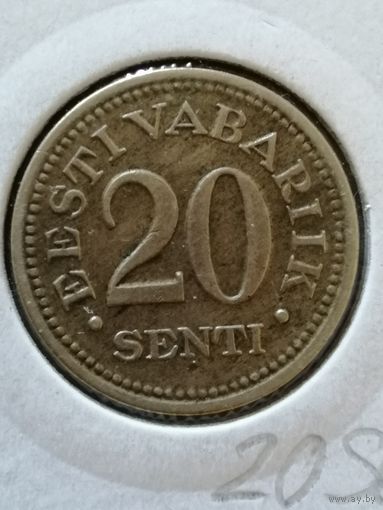 Эстония первая Республика, 20 центов, 1935 год, KM# 17