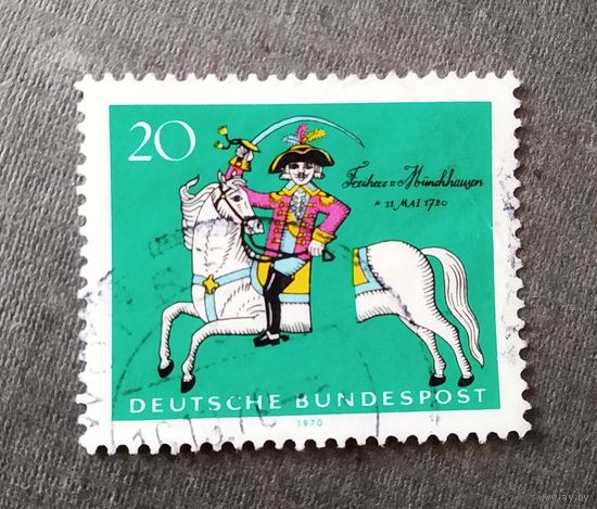 Марка Германия 1970 год 250 лет со дня рождения Барона Мюнхаузена