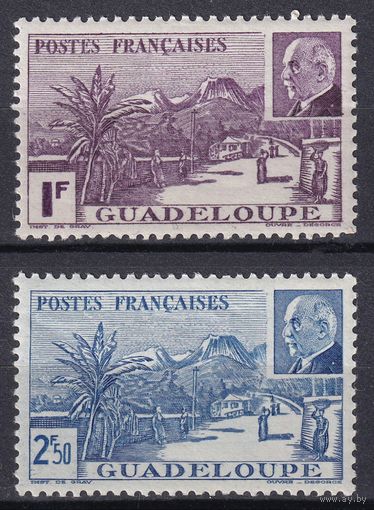 87.FrK. Франция. Колонии. Гваделупа. Маршал Петен. 1941 г. Полная серия. Mi.##166-167.