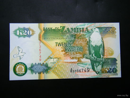 Замбия 20 квача 1992г. UNC.