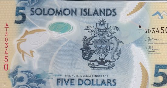 Соломоновы острова 5 долларов 2019 (UNC)
