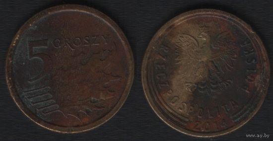 Польша y925 5 грош 2014 год (Cross) (нов.тип) надпись под орлом (_6