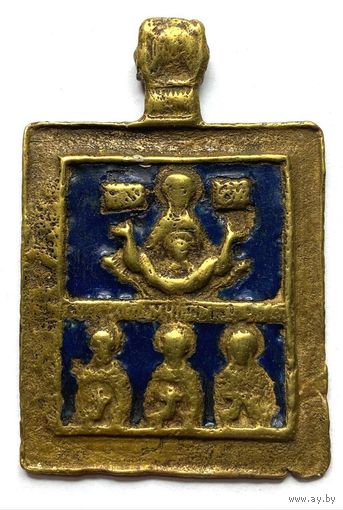 Икона меднолитая Знамение Пресвятой Богородицы.