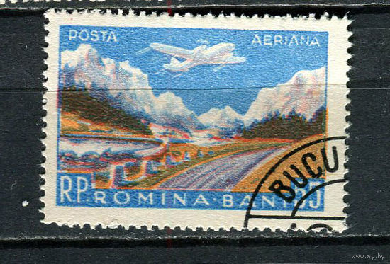 Румыния - 1956 - Авиация 55В - [Mi.1627] - 1 марка. Гашеная.  (Лот 73FL)-T25P20