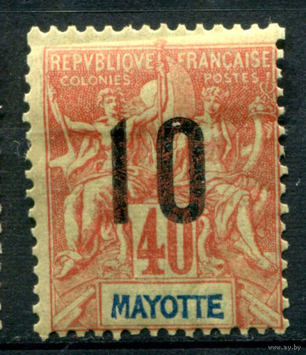 Французские колонии - Майотта (Мадагаскар) - 1912г. - аллегория, надпечатка 10 на 40 с - 1 марка - MH [Mi 128]. #4-W1-125-A-1