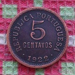 Португалия 5 сентаво 1922 года. Предложи свою цену или обмен!