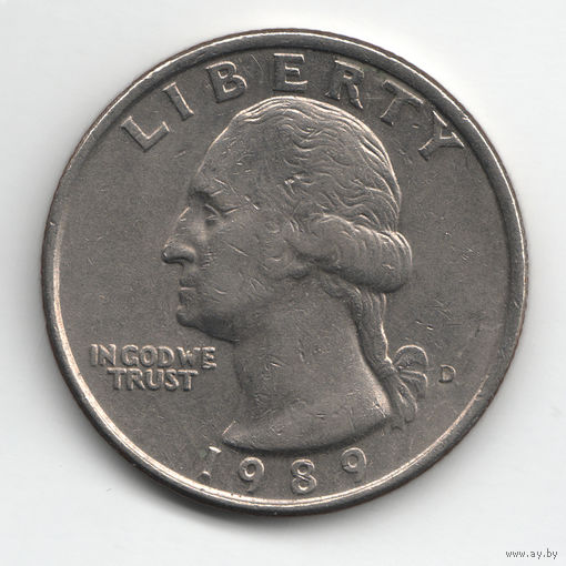 Монета (доллар)QUARTER DOLLAR LIBERTY 1989 года ( D ) Перевертышь (82)