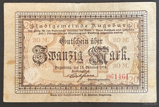 Банкнота 20 марок 1918 год. Веймарская республика.
