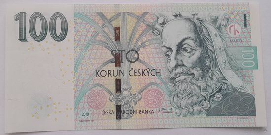 Чехия 100 крон 2018 года UNC.