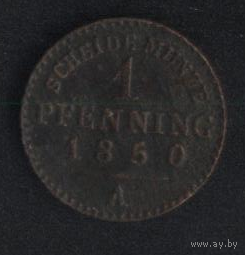 Германия Пруссия 1 пфенниг 1850 г. (*). Состояние на фото!!!