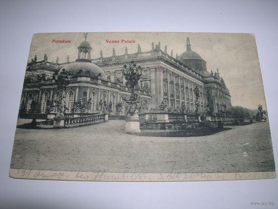 Открытка старинная начало XX в. Почта Пинск Германия Потсдам Новый дворец Подписана прошла почту