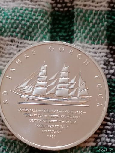 Германия 10 евро серебро 2008 парусник Горх Фок