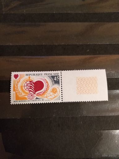 1972 Франция всемирный месяц сердца медицина чистая клей MNH** выпускалась одиночкой (2-14)