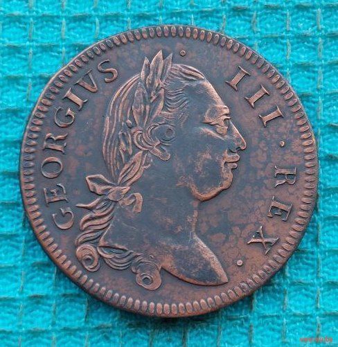Британская губерния Ирландия 1 пени 1774 года. Король Георгий III. Предложи свою цену или обмен!