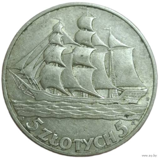 5 злотых 1936 Кораблик отличные