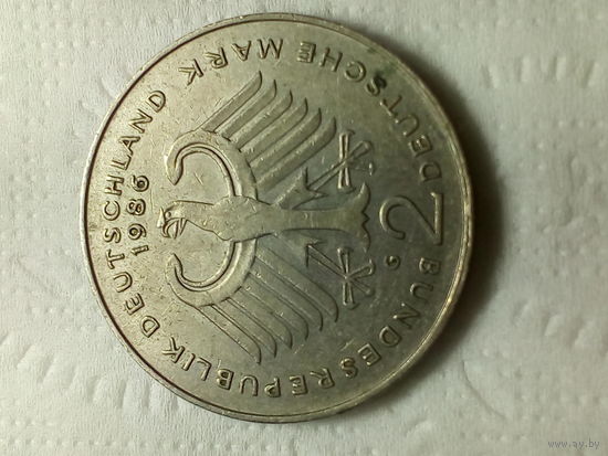 2 марок ФРГ 1986 G год