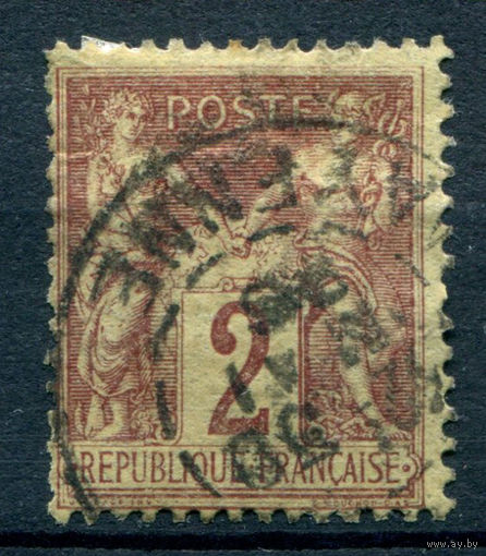 Франция (Республика) - 1877/78г. - аллегория, 2 с - 1 марка - гашёная [Mi 69]. #1-Fr-11-A-1