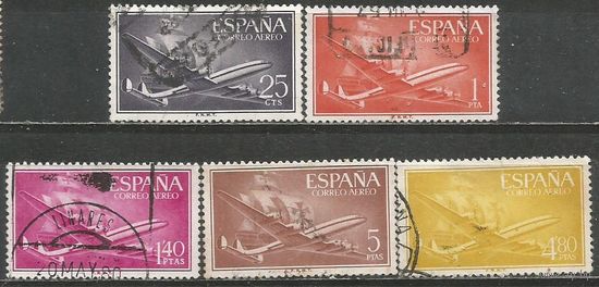 Испания. Самолёт Каравелла. 1955г. Mi#1057-61. Серия.