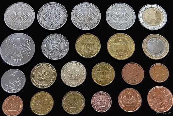 22 МОНЕТЫ ФРГ БЕЗ ПОВТОРЕНИЙ