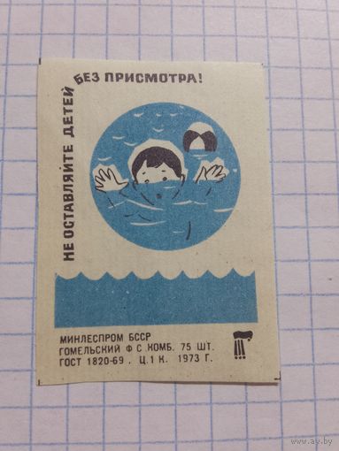 Спичечные этикетки ф.Гомель. Соблюдайте правила поведения на воде. 1973 год