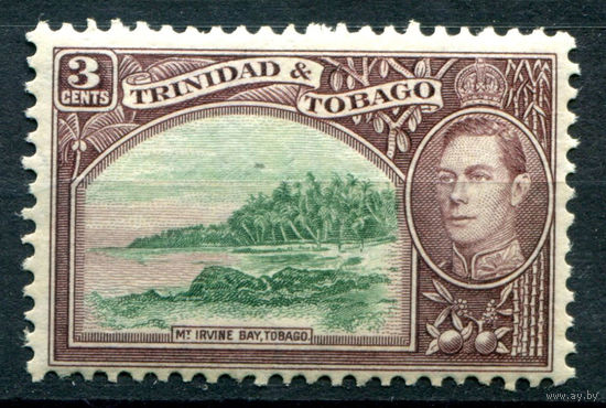 Британские колонии - Тринидад и Тобаго - 1938/44г. - ландшафты, архитектура, король Георг VI, 3 с, фиол - 1 марка - MH [Mi 134]. #4-B5-136-A-1
