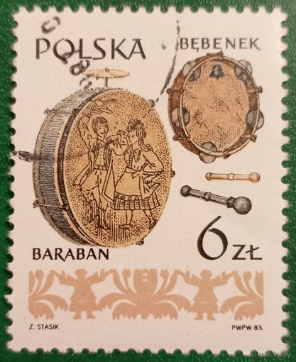 Польша 1983. Музыкальные инструменты. Марка из серии