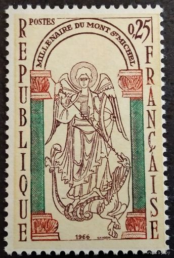 Франция. 1966г. Mi1544**. 1000 лет монастыря Мон-Сен-Мишель.